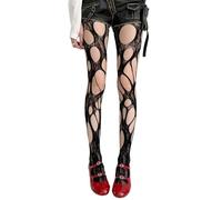 mdgfge Halloween Ripped Fishnet Tights Gothic Irregular Hole Design Hollow Out Mesh Tights Stockings Y2k Lace Pantyhose for Women Girls Halloween Cosplay Party Accessories