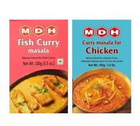 MDH Fish Curry Masala 100g + MDH Chicken Curry Masala 100g | Authentic Indian Spices Combo Pack | Aromatic Curry Powder Blend