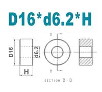 Mdingbao-Flat Washers M3-M8 Diameter 16/18mm Aluminum Sleeve Bushing Washer Gasket Round Hollow No Thread Standoff Spacer Thickness2/3/4/30mm, corrosion and durable(D16xd6.2xH,H44(1pcs))