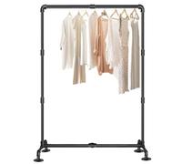 Mdjwjj Industrial Pipe Clothing Rack Free Standing,Vintage Commercial Grade Black Pipe Garment Racks Organizer with 4 Stable Feet for Hanging Clothes Retail Display