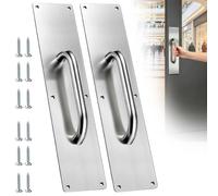 Mdkave 12" Stainless Steel Door Pull Handle, Heavy Duty Commercial Door Handle, Door Pull Handle Set for Home/Office/Warehouse/Public, Suitable of Wooden/Composite Door,Brushed