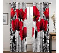 MDKLXIDF Blackout Curtains 72 inch length poppies Thermal Insulated Light Blocking Drapes for Bedroom, Room Darkening Noise Reducing Curtains for Living Room, 66”x72”- 2 Panels
