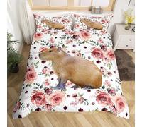 MDKLXIDF King Size Duvet Cover capybara Duvet Cover with Zipper Closure Microfiber Soft Breathable Quilt Cover 94.5x86.7 inch + 2 Matching Pillowcases 19x29 inch, for Adults Teenagers