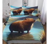 MDKLXIDF King Size Duvet Cover capybara Duvet Cover with Zipper Closure Microfiber Soft Breathable Quilt Cover 94.5x86.7 inch + 2 Matching Pillowcases 19x29 inch, for Adults Teenagers