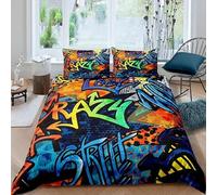 MDKLXIDF King Size Duvet Cover Graffiti Duvet Cover with Zipper Closure Microfiber Soft Breathable Quilt Cover 94.5x86.7 inch + 2 Matching Pillowcases 19x29 inch, for Adults Teenagers