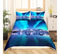 MDKLXIDF Super King Duvet Cover Set Aurora Bedding Set with Zipper Light Weight Microfiber Comfortable Cover 102.4x86.7 inch + 2 Matching Pillowcases 19x29 inch, for Adults Teenagers