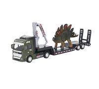 MDKSOUITY 1:50 Dinosaur Trailer Toy, Alloy Dinosaur Truck Carrier Model Toy, High Simulation Design with Plastic Dinosaur, for Children and Adults Who Love Dinosaurs