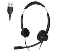 MDKSOUITY H390D USB Telephone Headset, Noise Reduction Binaural Corded Business Headphone with Microphone, Adjustable HD Mic for Clear Conversations in Noisy Environments, Comfortable Office