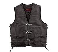 MDL FASHION Real Cowhide Real Leather Biker Waistcoat Cut - Genuine Motorcycle Motorbike Quality Buckle Fish Hook Design With Braided Laced Black (as8, alpha, 3x_l, regular, regular)