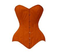 MDL FASHION Women's Cotton Boned Waist Training Corset, Overbust Style, Heavy Duty Support Steampunk Clubwear (UK, Alpha, S, Regular, Regular, Orange)