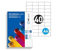 MDlabels Universal Labels DIN A4 52.5 x 29.8 mm, 4000 Labels, Matte Paper Adhesive Labels, Printable, White, Barcode Labels