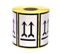 MDlabels Warning Labels on Roll 100 x 60 mm 1000 Pieces Double Arrow Side Up