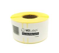 MDlabels White Thermal Labels on a Roll - 50x100 mm - Pack of 500 - Permanent Adhesive, for Barcode, White Adhesive Labels for Labelling