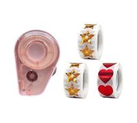 Mdlhcm 1 Piece Manual Sticker Dispenser Press to Dispense Machine for Rolls of Stickers Reusable Teaching Aid PP Paper Material Suitable for Classroom, Pink