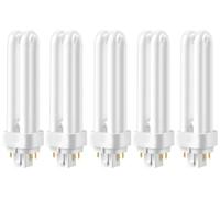 MDLITIN 26W CFL G24Q-1 4 Pin Compact Fluorescent Light, 26W PLC Tube Bulbs 1600LM, Energy Saving G24Q-1 Compact Fluorescent Lamp, CFL Light Bulbs 6500K Cool White, Double Turn 2U Tube Pack of 5