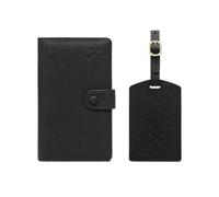 MDLOCJHF Passport Holder and Luggage Tag Set RFID-Blocking Passport Wallet | PU Leather Travel Document Organizer, Multifunctional Card Book, for Men Women, Airport Essentials(Noir)