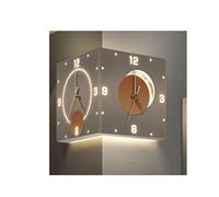 MDLOCJHF Wall Clock Double-Sided Corner Clock with Moon Design - Modern Wall Clock with Led Ambient Light & Silent Digital Timepiece for Living Room, Bedroom School Hotel