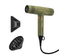 mdlondon BLOW Hair Dryer - New & Improved 1600W Hairdryer with Diffuser, Directional Nozzle & Cool Shot - Ultra-Light, Quiet & Powerful Blow Dryer For Straight, Fine, Thick or Curly Hair - Olive Green