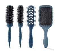 mdlondon Medium Length Thick Hair BRUSH Set (Casal Blue). Includes RADIAL 2 & 3 for Root Lift, VENT for Detangling & PADD Paddle Brush for Scalp Health - Genuine mdlondon Hairbrushes for Women