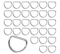 MDLSDE 30 Pack Metal D Ring, Heavy Duty Stainless-Steel 31mm Dee Rings Buckle Multi-Purpose D Shape Silver Welded Solid Small for Bags Dog Collars Backpack Handbag Strap Belt DIY Accessories