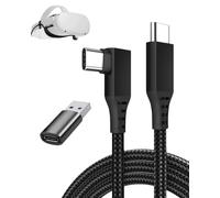 MDLSDE Link Cable 3m, USB-C to USB-C Link Cable Compatible with Quest 1 2 VR 90 Degree Nylon Braided with Type-C to USB-A adapter Fast Charging 5Gbps High Speed PC Data Transfer for VR Headset