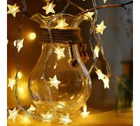 MDLSDE Star Fairy Lights, 6M 40 LED Battery Operated String Lights Two Mode Monochrom and Shining Decoration Lightning for Bedroom Christmas Wedding Birthday Valentine Party Indoor Outdoor Warm White