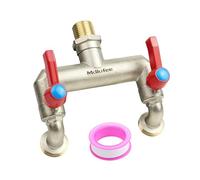 Mdlufee 3/4 Inch Brass Tap Splitter 2 Way, Hose Tap Splitter Connection with 2 Individual Valves for Garden Kitchen Faucet,Washing Machine Hose Connector