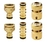 Mdlufee 6 Pcs Brass Garden Hose Connector, Hose Fittings & Connectors Set with 2 Double Male Connector, 2 x Hose 1/2” End Quick Connect, 2 x 1/2” Hose Tap Connectors