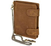 MDM Biker Men's Leather Wallet with Chain, Genuine Leather Wallet in Vintage Design, RFID Protection, Many Card Slots & Coin Pocket, light brown, 10.0 X 12.5 X 2.5 Centimeters, biker