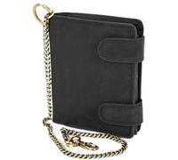 MDM Biker Men's Leather Wallet with Chain, Genuine Leather Wallet in Vintage Design, RFID Protection, Many Card Slots & Coin Pocket, black, 10.0 X 12.5 X 2.5 Centimeters, biker