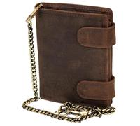 MDM Biker Men's Leather Wallet with Chain, Genuine Leather Wallet in Vintage Design, RFID Protection, Many Card Slots & Coin Pocket, brown, 10.0 X 12.5 X 2.5 Centimeters, biker