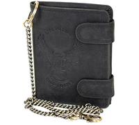 MDM Biker Men's Leather Wallet with Chain, Genuine Leather Wallet in Vintage Design with Embossing - Biker Combination Wallet Portrait Format, black, 10.0 X 12.5 X 2.5 Centimeters, biker