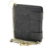 MDM Men's Leather Biker Wallet with Chain, Portrait Format Wallet with Safety Chain, black, 10.0 X 12.5 X 2.5 Centimeters, biker