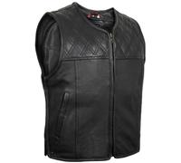 MDM Men's Leather Vest with Perforated Leather, black, XL
