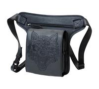 MDM Men's Motorcycle Vintage Leg Bag with Thigh Strap Wolf Motif, black, Standard, Motorcycle biker