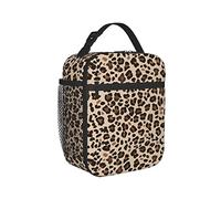 MDMEI Leopard Print Lunch Bag for Teen Girls Women Insulated Reusable Cooler Square Cheetah Lunch Box Bag for School Work Outdoor