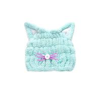 mdoahny Microfiber Hair Quick Drying Towel Wrap for Women Adults or Kids Girls, Cute Ears Bath Tool Hair Turban, Soft Absorbent Hair Dry Hat Lightweight Bouncy Hat Headscarf, Blue