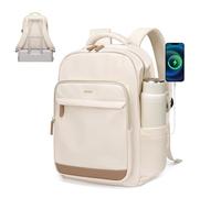 MDODO Laptop Backpack Women,15.6 Inch Anti-theft Smooth Zippers Computer Travel Backpack for Nurse Teacher College, Beige Backpack, 15.6", Rucksack Backpacks