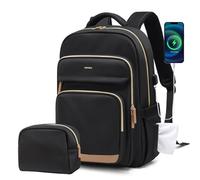 MDODO Laptop Backpack Women,15.6 Inch Anti-theft Smooth Zippers Computer Travel Backpack for Nurse Teacher College, Black, 15.6 Inch-set, Travel Backpacks
