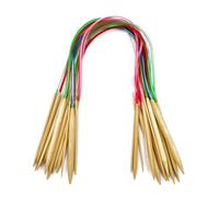 Mdoker 18 Pairs Bamboo Knitting Needles Set Circular Wooden Knitting Needles with Colorful Plastic Cable Size 2mm-10mm,Knitting Needle for DIY Craft(60cm/24inch)
