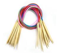 Mdoker 18 Pairs Bamboo Knitting Needles Set Circular Wooden Knitting Needles with Colorful Plastic Cable Size 2mm-10mm,Knitting Needle for DIY Craft(80cm/32inch)