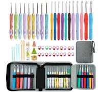 Mdoker 21 Sizes Crochet Hooks Kit with Case,Ergonomic Crochet Needles for Arthritic Hands and Crochet Accessories Complete Crochet Set for Beginners & Crochet Lovers(0.8mm-10mm)