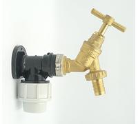 MDPE 20 MM Compression Wall Plate Elbow with 1/2" Brass Tap & Hose Tail