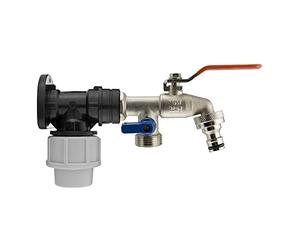 mdpe Back-Wall Plate for Connection to 20mm mdpe Water Supply Pipe with a Double Outlet Lever Garden tap