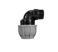 MDPE Compression Connector Fittings 20mm LDPE Water Pipe Elbow Valve Straight (Elbow 20mm - 3/4" BSPM)