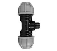MDPE Compression Connector Fittings 20mm LDPE Water Pipe Elbow Valve Straight (Tee 3 Way 20mm - 3/4" BSPM)
