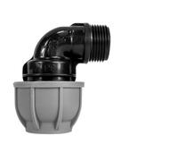 MDPE Compression Fitting PN10 - Elbow 20mm x 3/4" BSPM - Durable Pipe Connector for Water Supply and Irrigation Systems