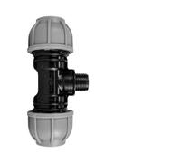 MDPE Compression Fitting PN10 - Tee 32mm x 3/4" BSPM x 32mm - Durable Pipe Connector for Water Supply and Irrigation Systems
