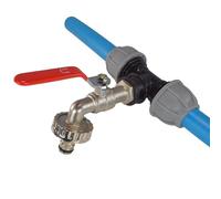 Mdpe Compression Tee with Easy Turn Lever tap Barb/Click Hose Outlet Options,fits 20mm,25mm and 32mm Water Pipe (20mm mdpe tee+Lever tap Click)