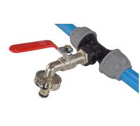 Mdpe Compression Tee with Easy Turn Lever tap Barb/Click Hose Outlet Options,fits 20mm,25mm and 32mm Water Pipe (25mm mdpe tee+Lever tap Click)